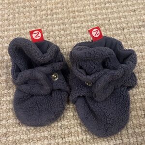 Zutano Plush blue / Gray Baby Booties 3m